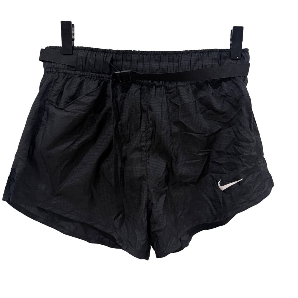Nike Womens Black Ripstop Running Shorts Belted DD2274-010 Small